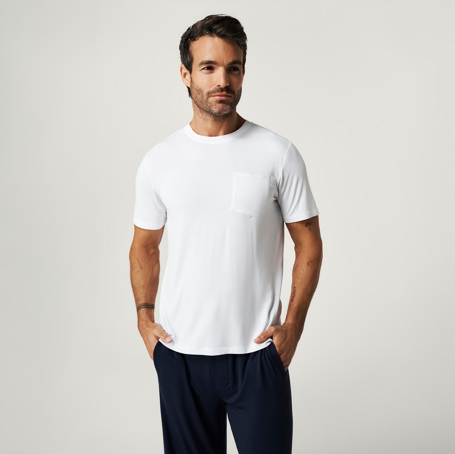 Men's White Pocket Tee