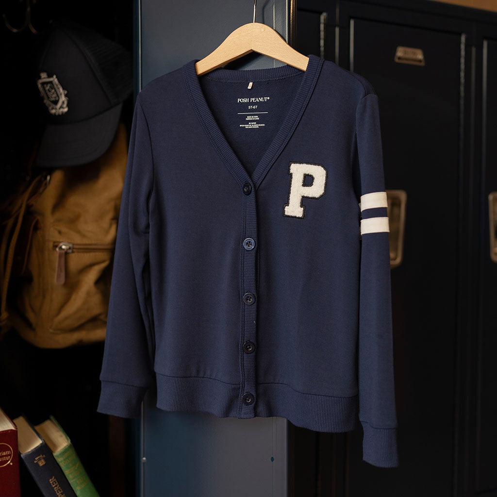 Varsity Navy French Terry Varsity Cardigan