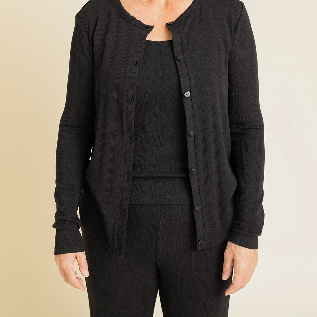 Women's Black Pointelle Cardigan