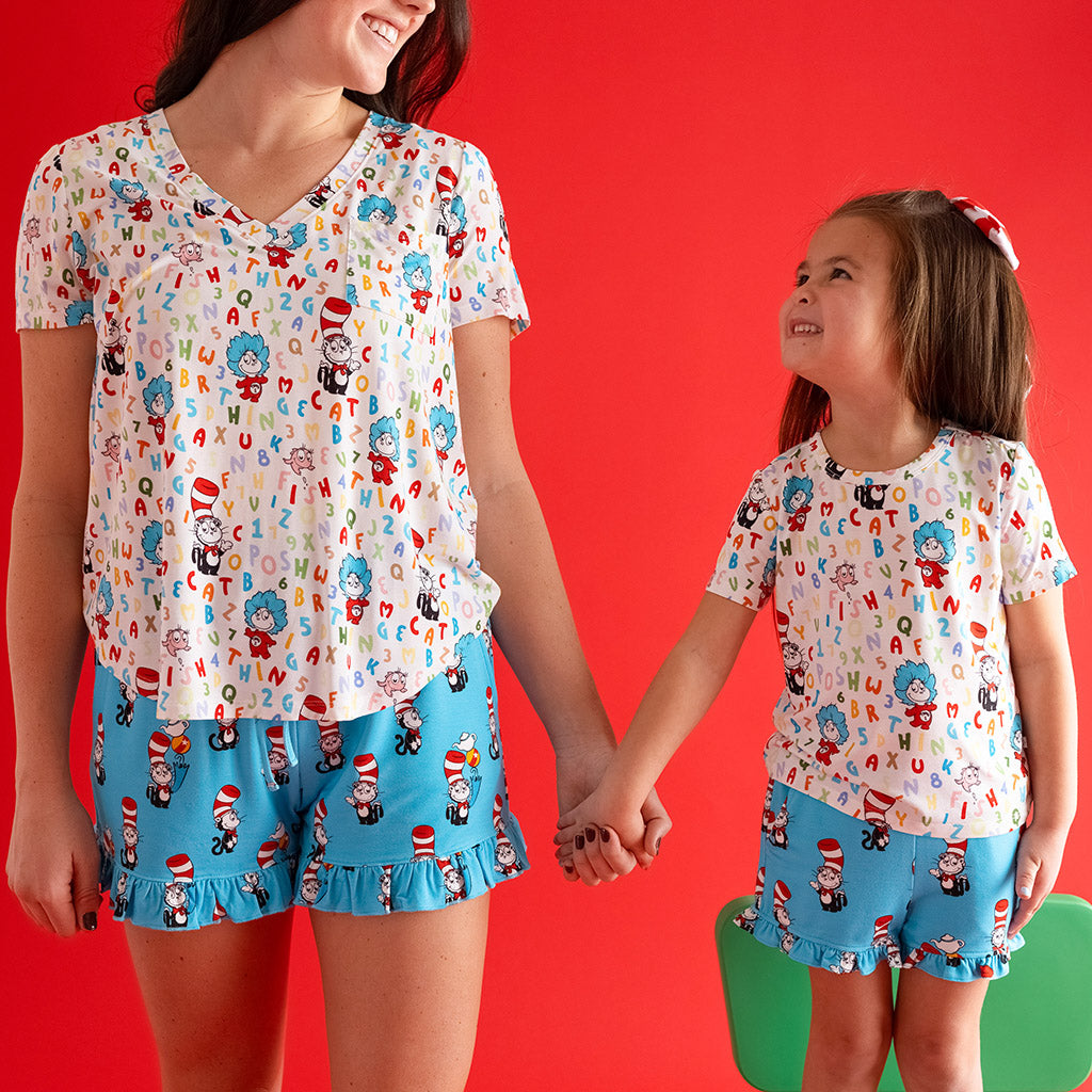 Dr. Seuss Cat in the Hat Women's French Terry Ruffled Shorts