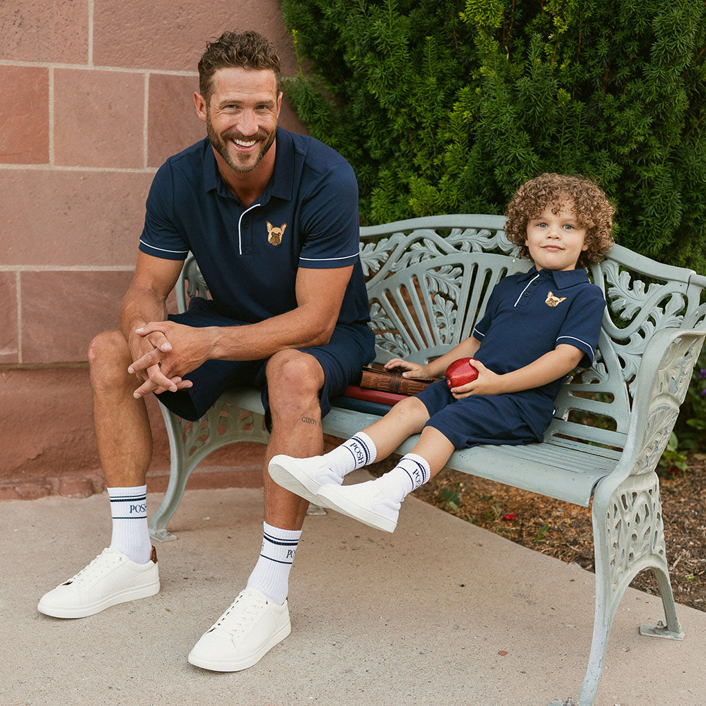 Varsity Navy Men's French Terry Varsity Polo Shirt