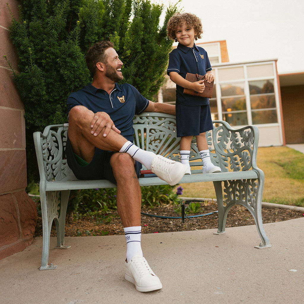 Varsity Navy French Terry Polo Shirt