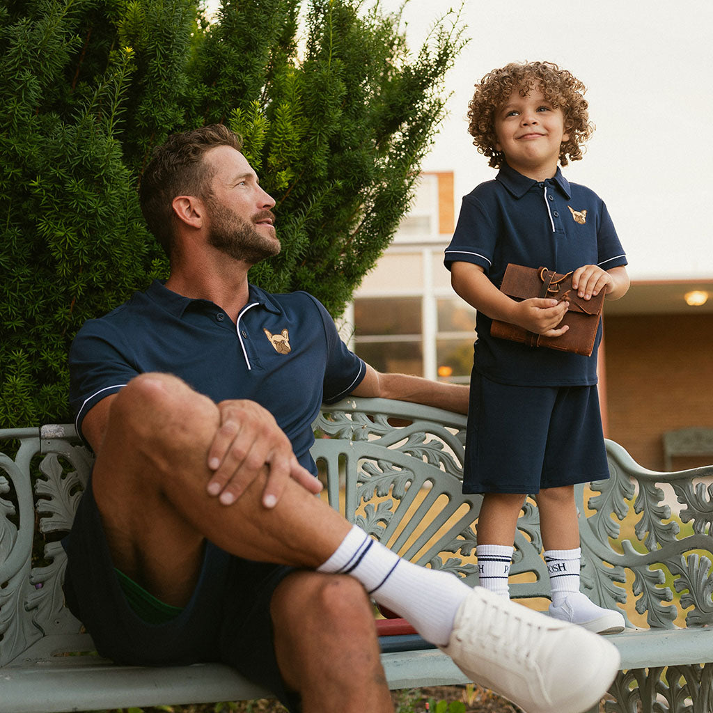 Varsity Navy French Terry Polo Shirt