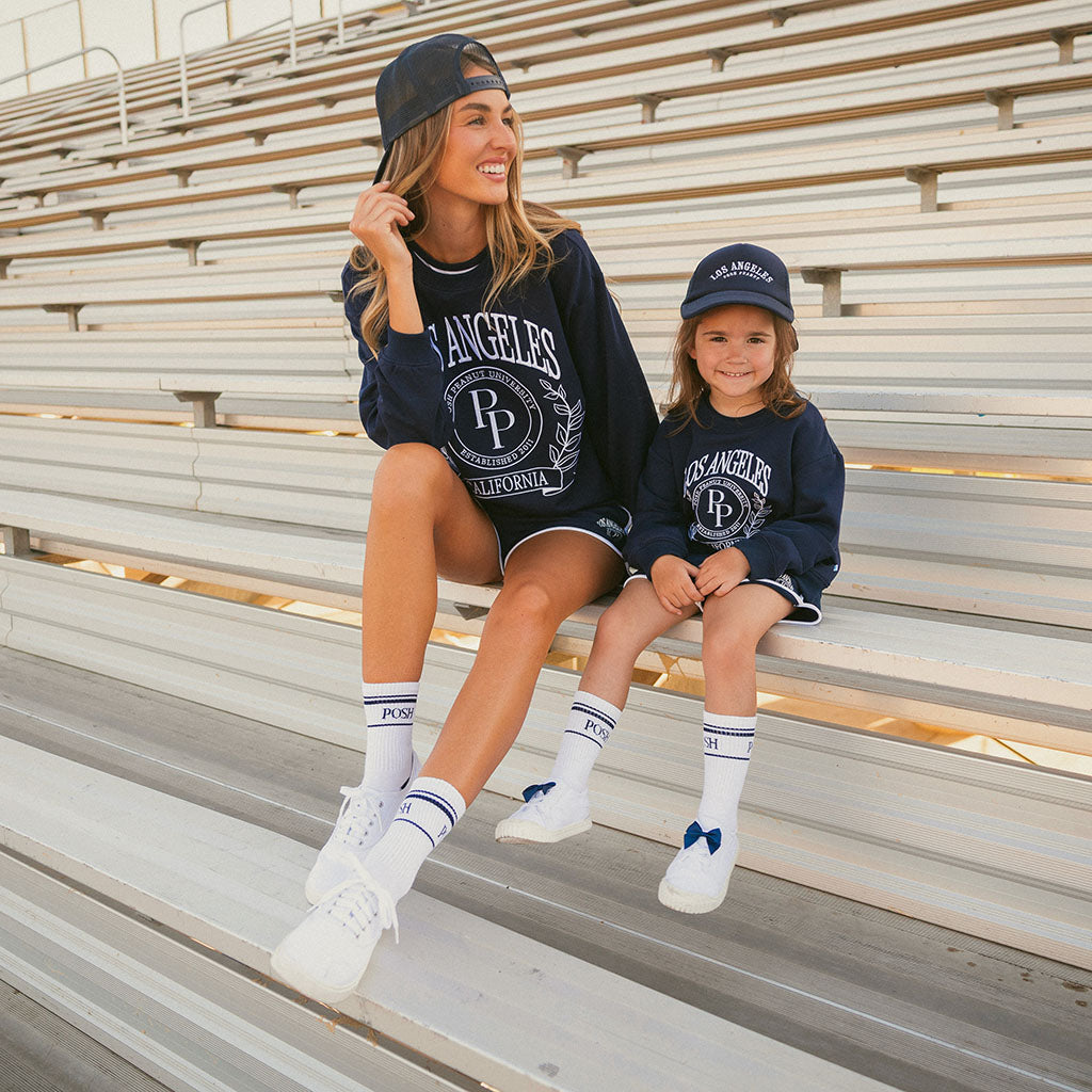 Varsity Navy Women's French Terry Varsity Shorts