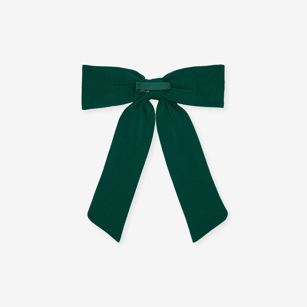 Varsity Green French Terry Luxe Bow Hair Clip