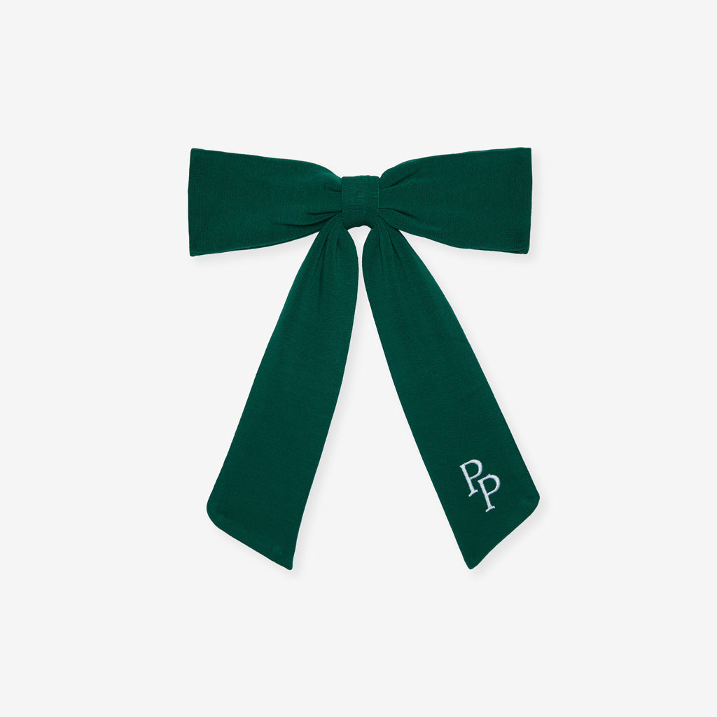 Varsity Green French Terry Luxe Bow Hair Clip