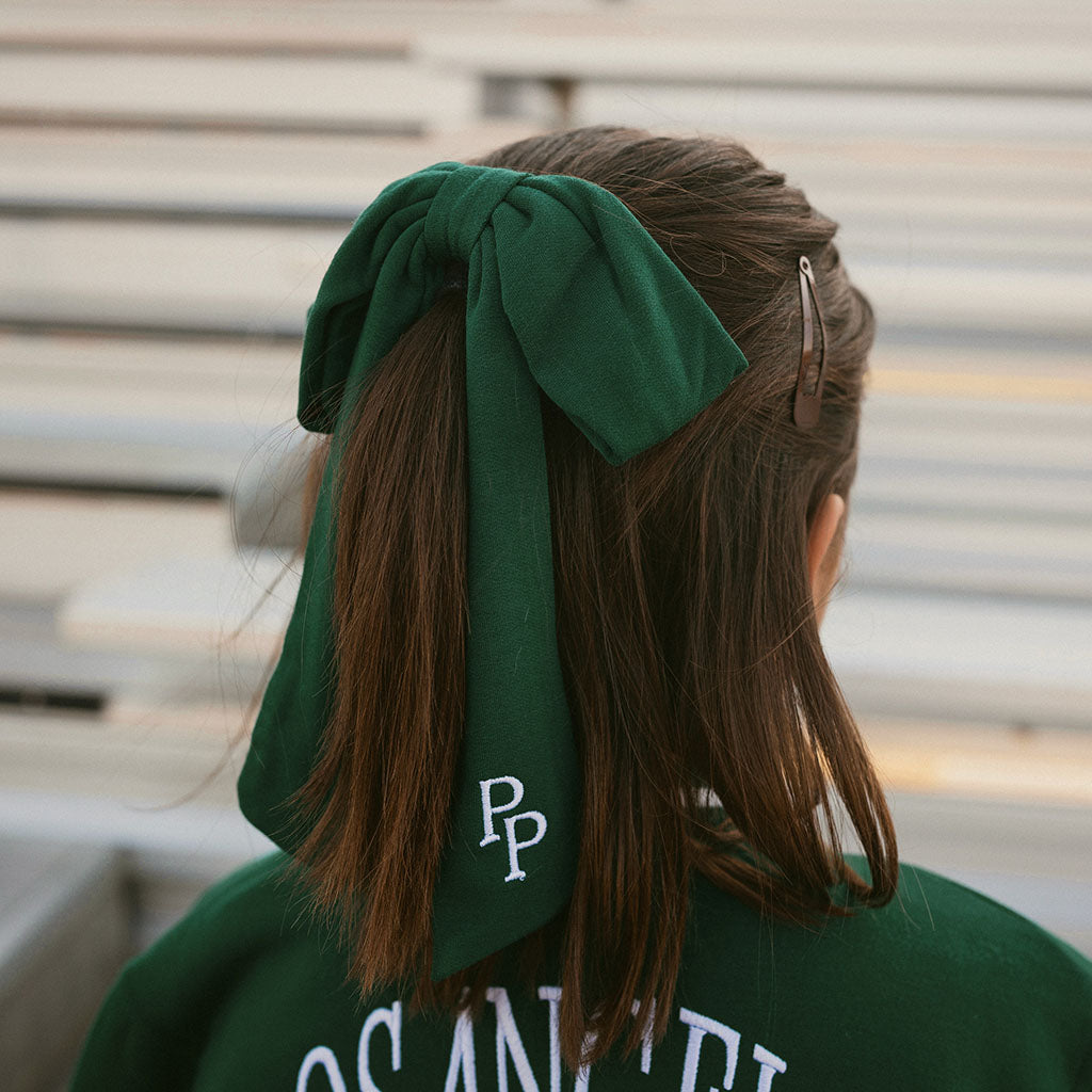 Varsity Green French Terry Luxe Bow Hair Clip