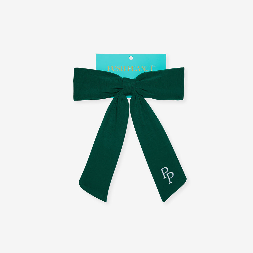 Varsity Green French Terry Luxe Bow Hair Clip