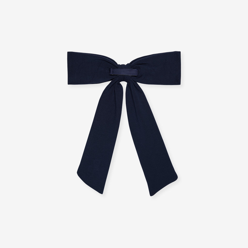 Varsity Navy French Terry Luxe Bow Hair Clip
