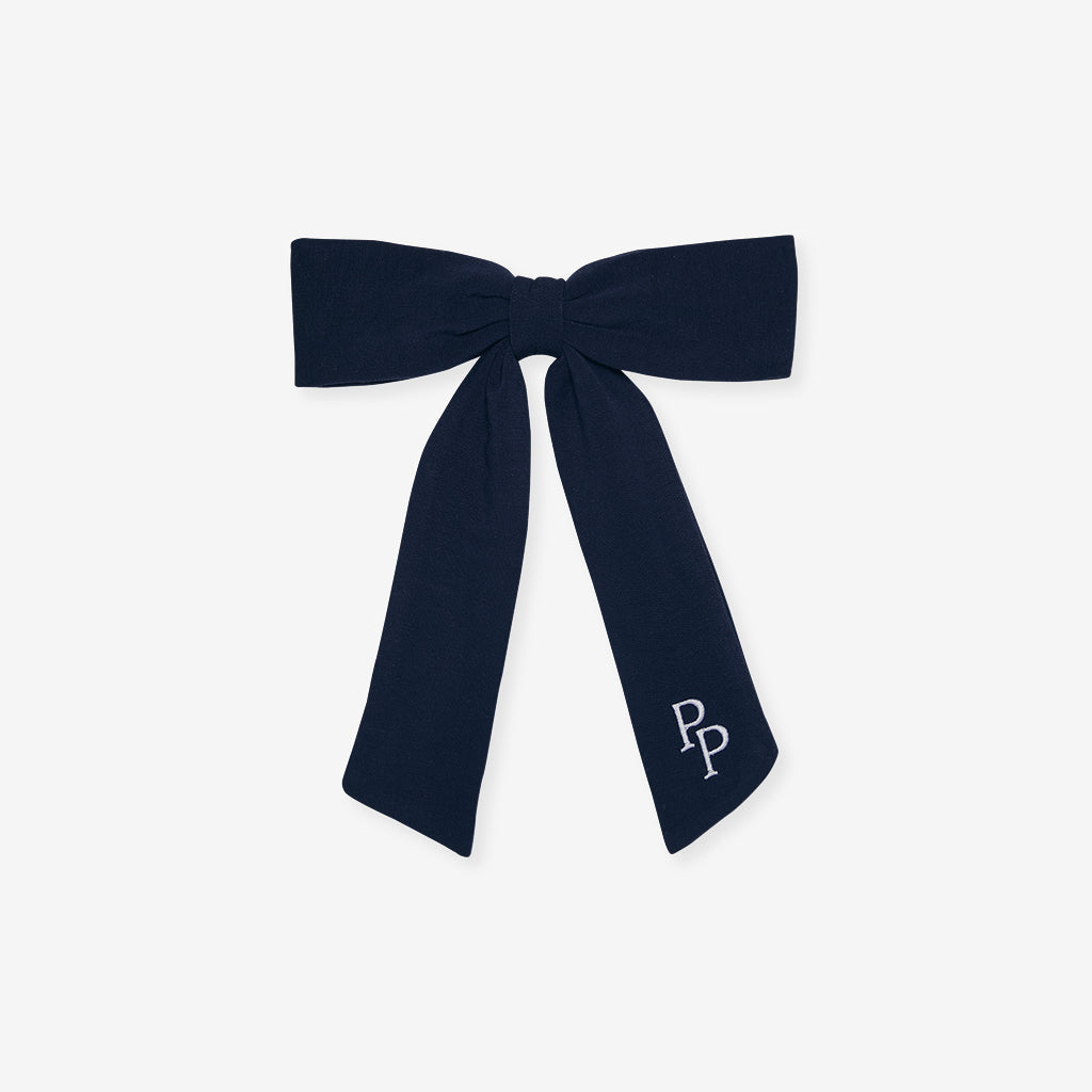Varsity Navy French Terry Luxe Bow Hair Clip