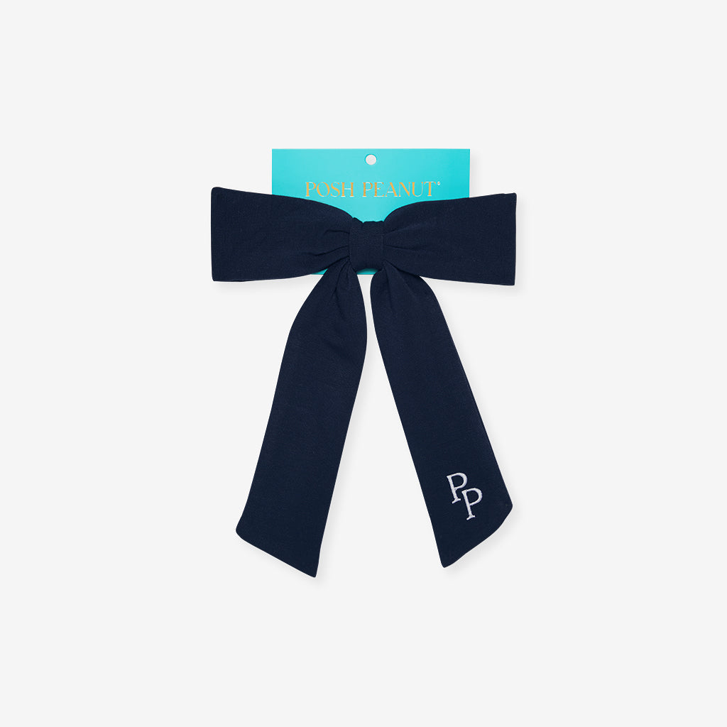 Varsity Navy French Terry Luxe Bow Hair Clip