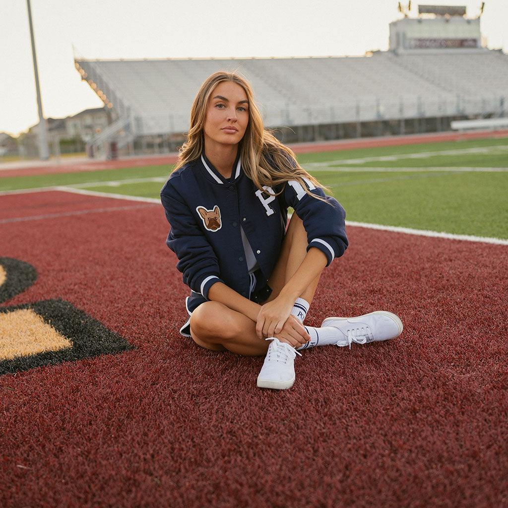 Varsity Navy Adult Fleece Varsity Jacket
