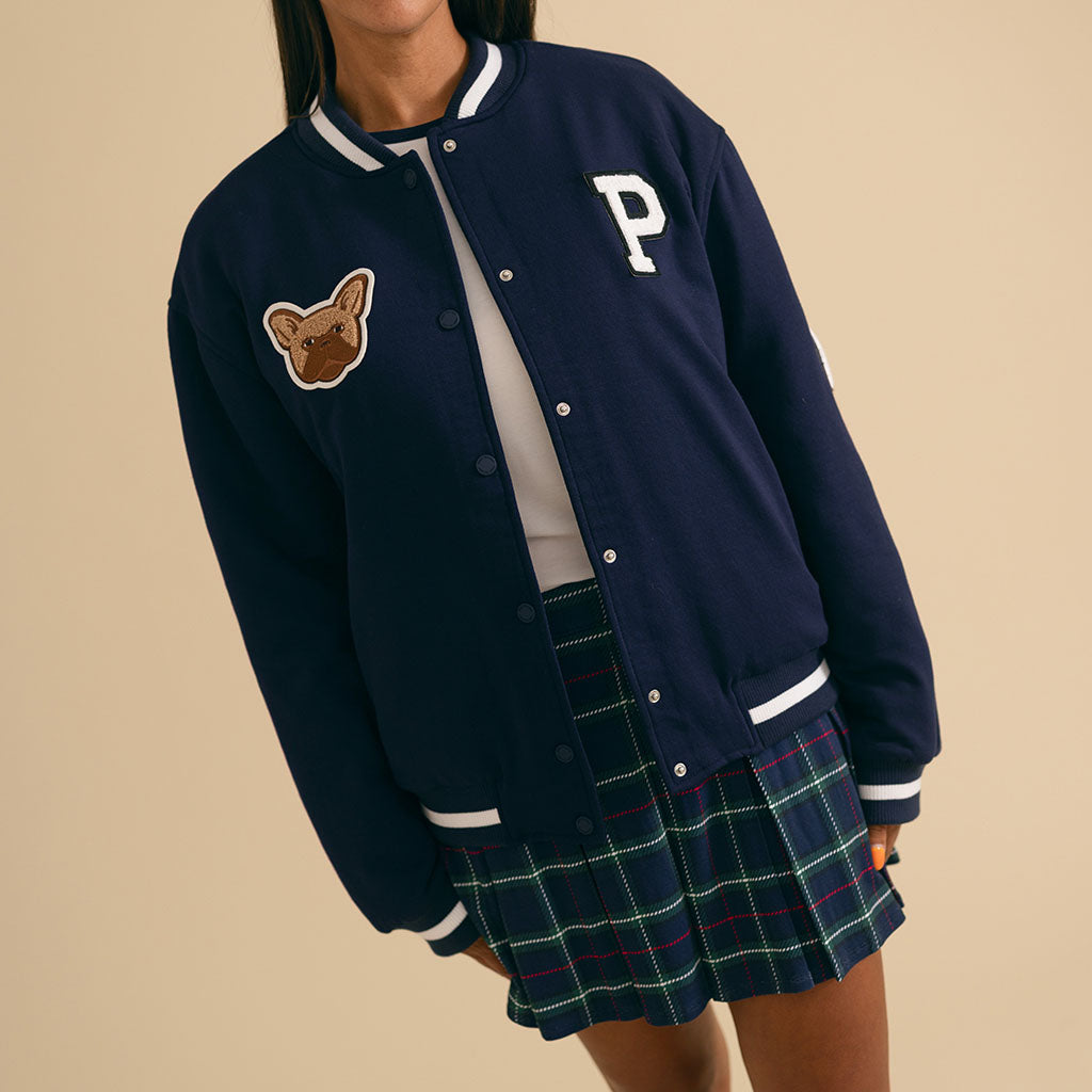 Varsity Navy Adult Fleece Varsity Jacket