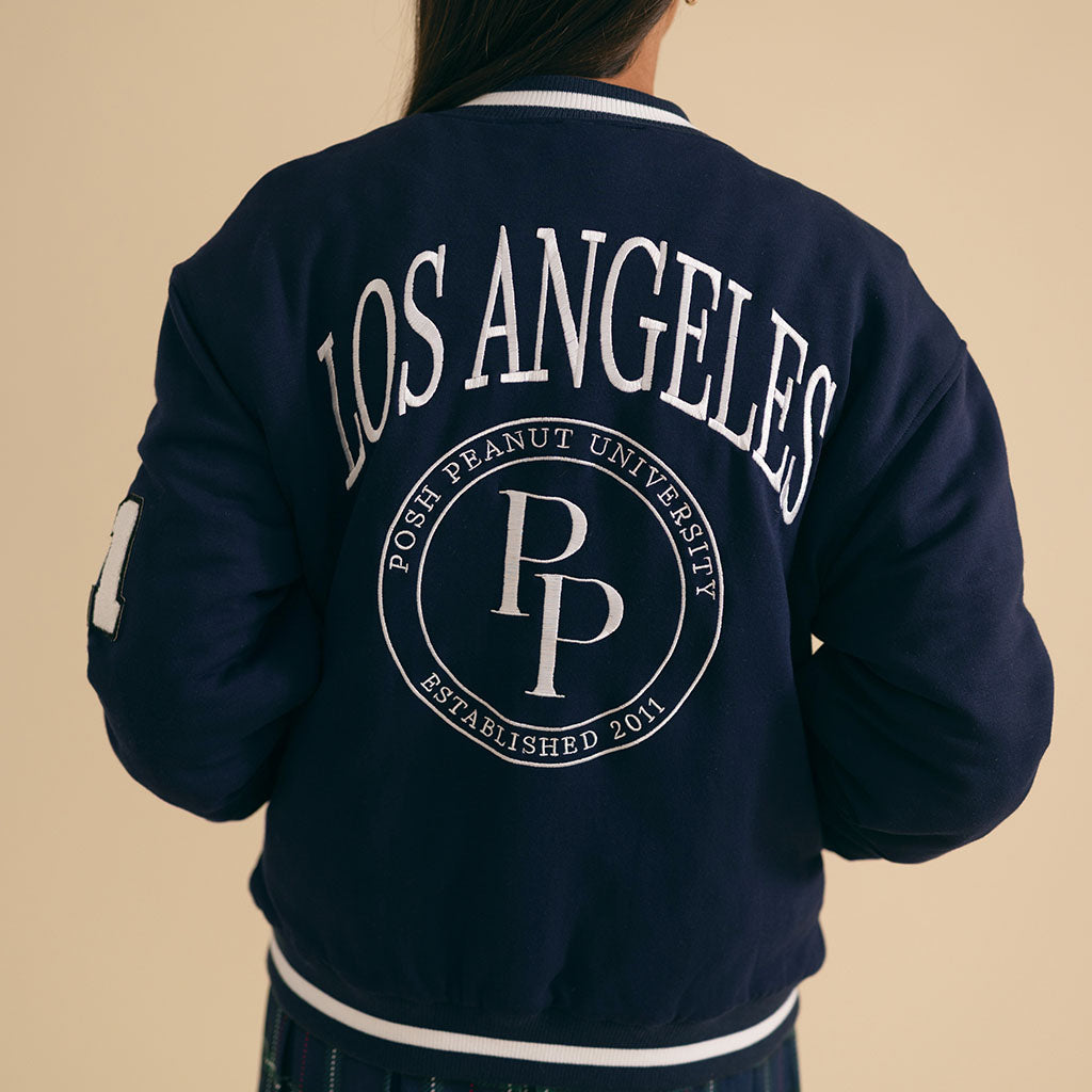 Varsity Navy Adult Fleece Varsity Jacket