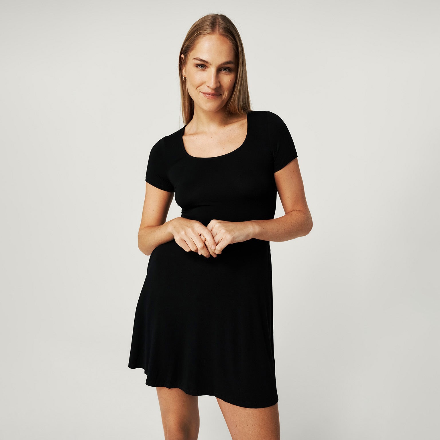 Women's Black Scoop Short Dress