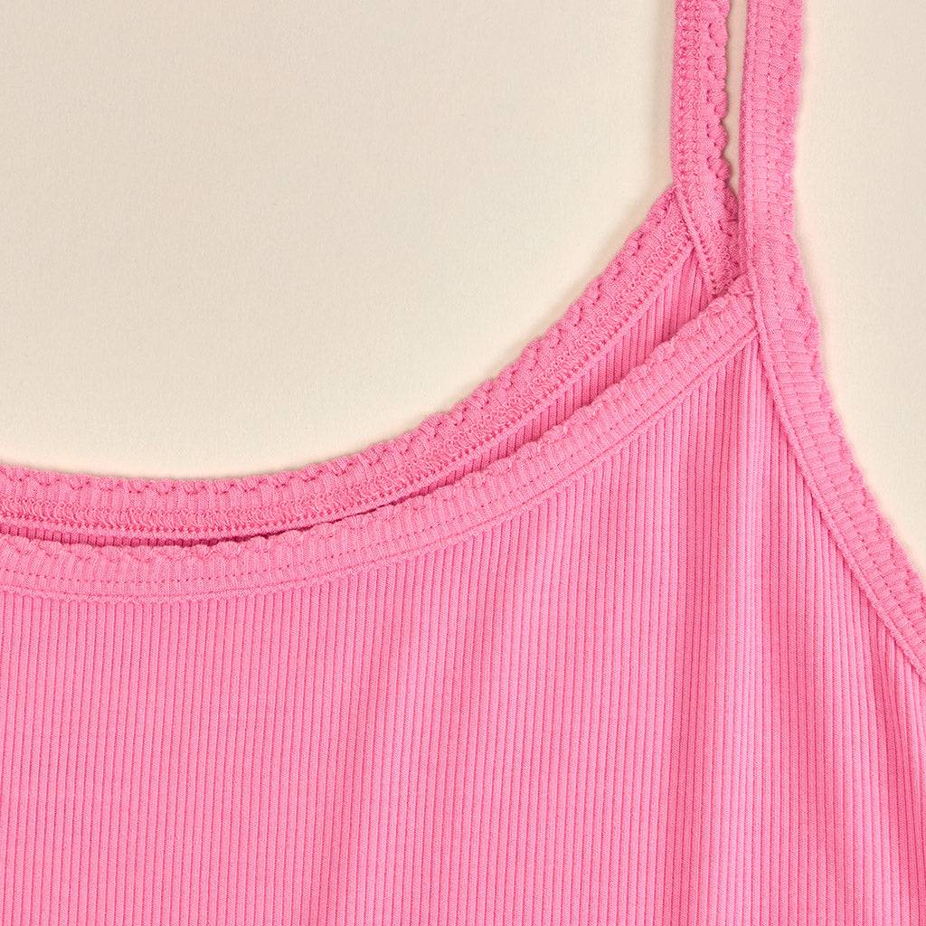 Aurora Pink Women's Premium Knit Rib Scallop Cami