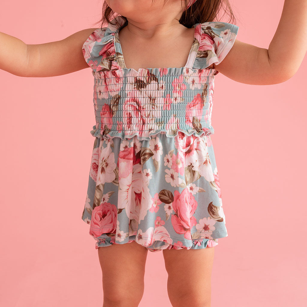 Briana Smocked Babydoll Bummie Set