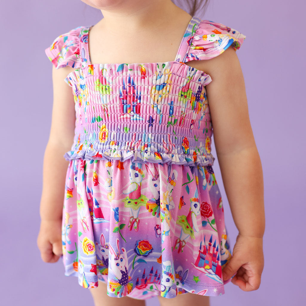 Lisa Frank® Ballerina Bunnies Smocked Babydoll Bummie Set