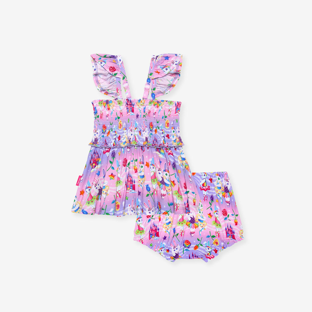 Lisa Frank® Ballerina Bunnies Smocked Babydoll Bummie Set