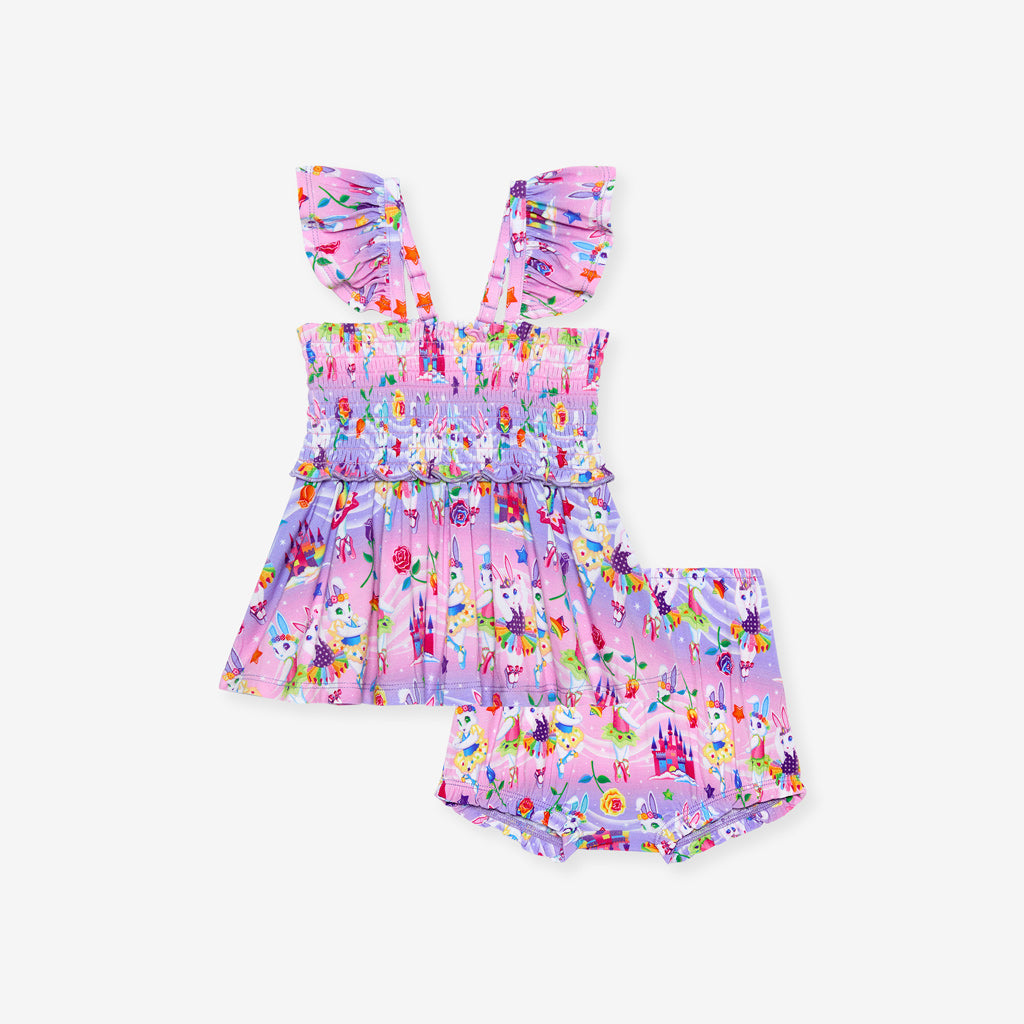 Lisa Frank® Ballerina Bunnies Smocked Babydoll Bummie Set