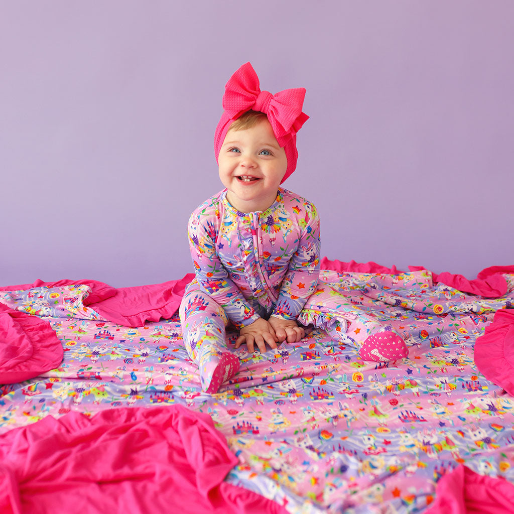 Lisa Frank® Ballerina Bunnies Ruffled Luxe Patoo® Blanket