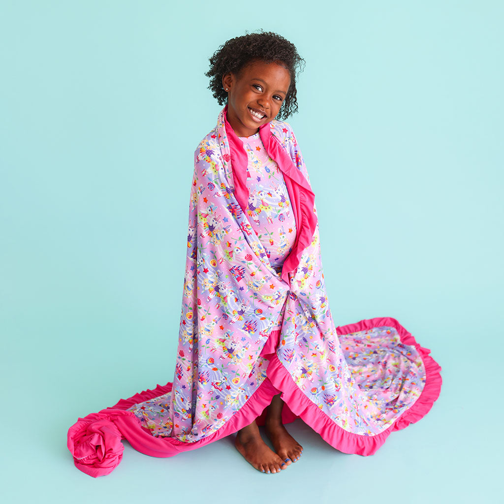 Lisa Frank® Ballerina Bunnies Ruffled Luxe Patoo® Blanket
