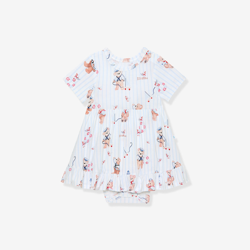Captain Theo Ruffled Twirl Bodysuit Dress