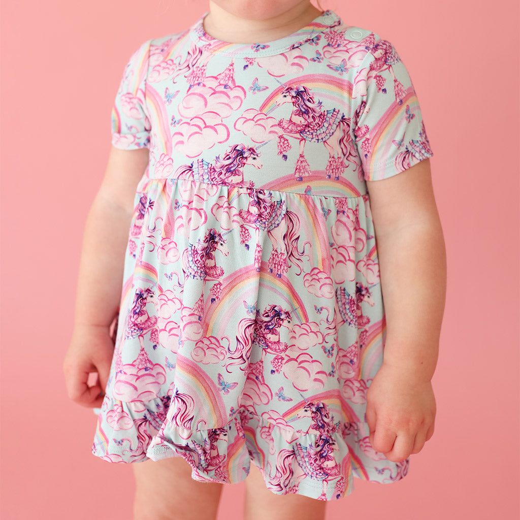 Cosette Ruffled Twirl Bodysuit Dress