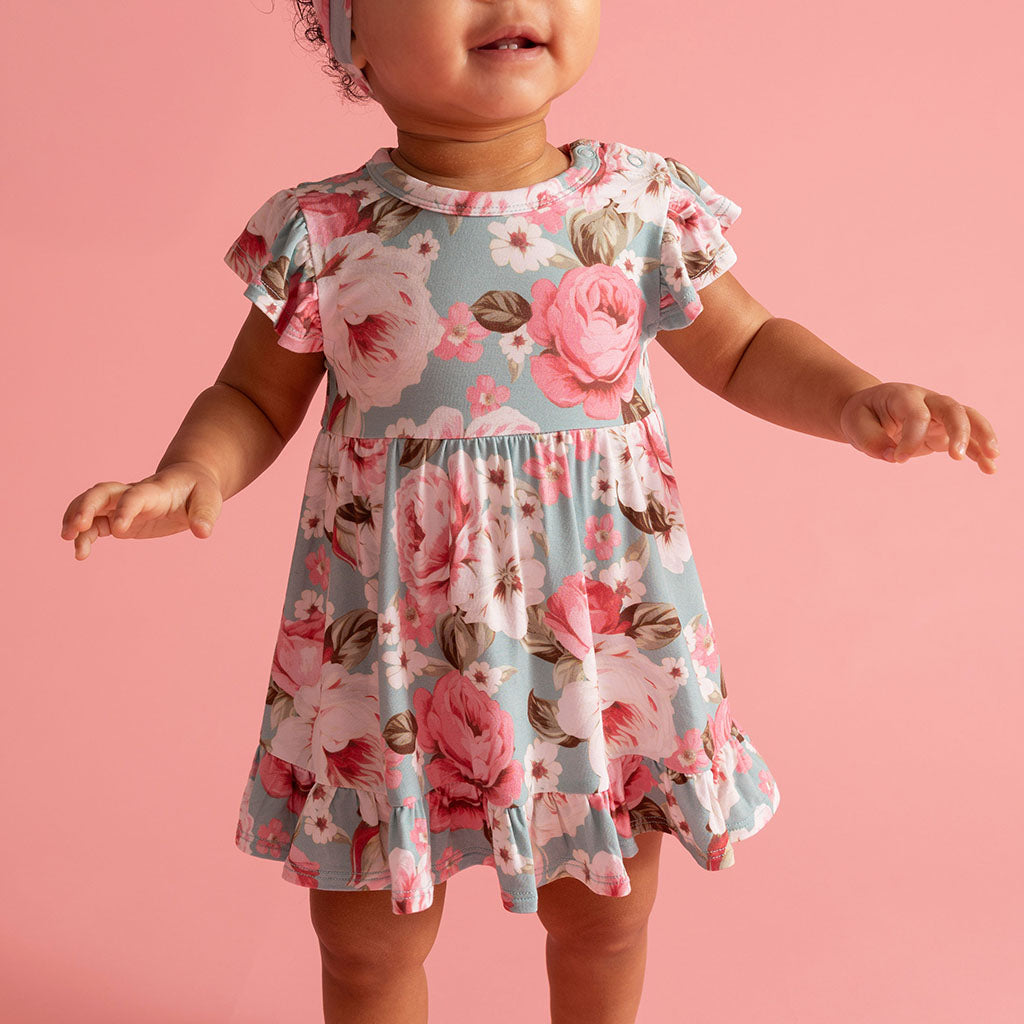 Briana Ruffled Twirl Bodysuit Dress