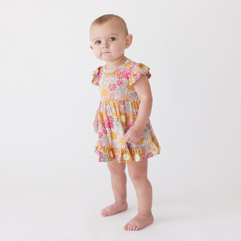 Rosalinda Ruffled Twirl Bodysuit Dress