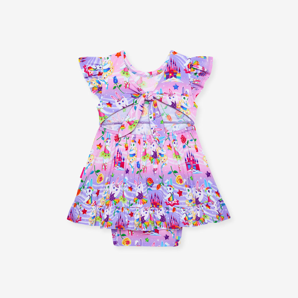 Lisa Frank® Ballerina Bunnies Tie Back Ruffled Bodysuit Dress