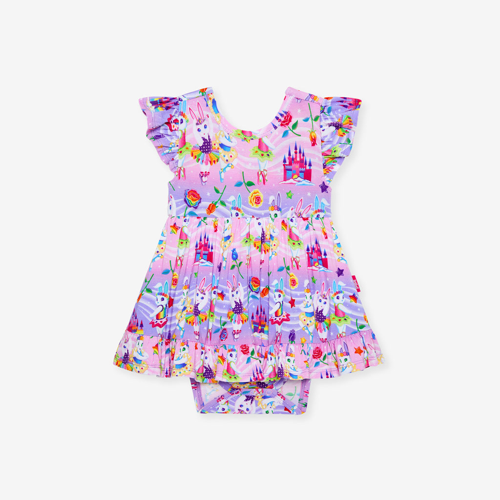 Lisa Frank® Ballerina Bunnies Tie Back Ruffled Bodysuit Dress