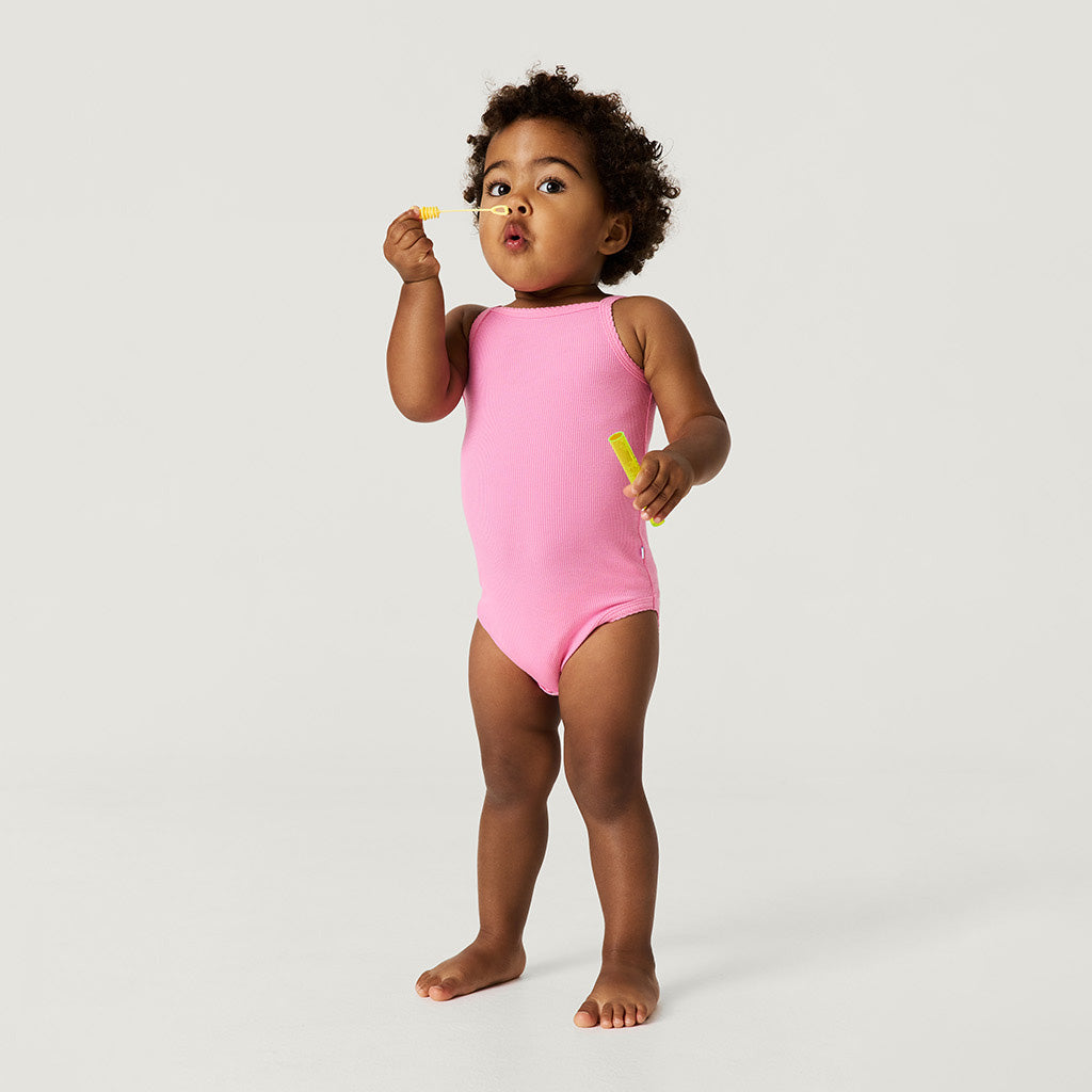 Aurora Pink Premium Knit Rib Scallop Bodysuit