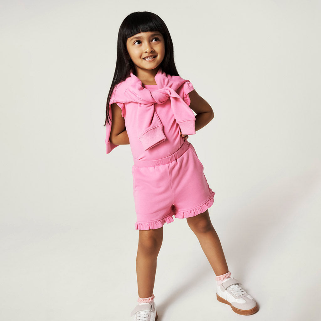 Cruisin' Pink French Terry Ruffled Shorts