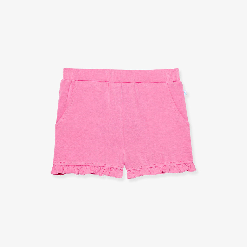 Cruisin' Pink French Terry Ruffled Shorts