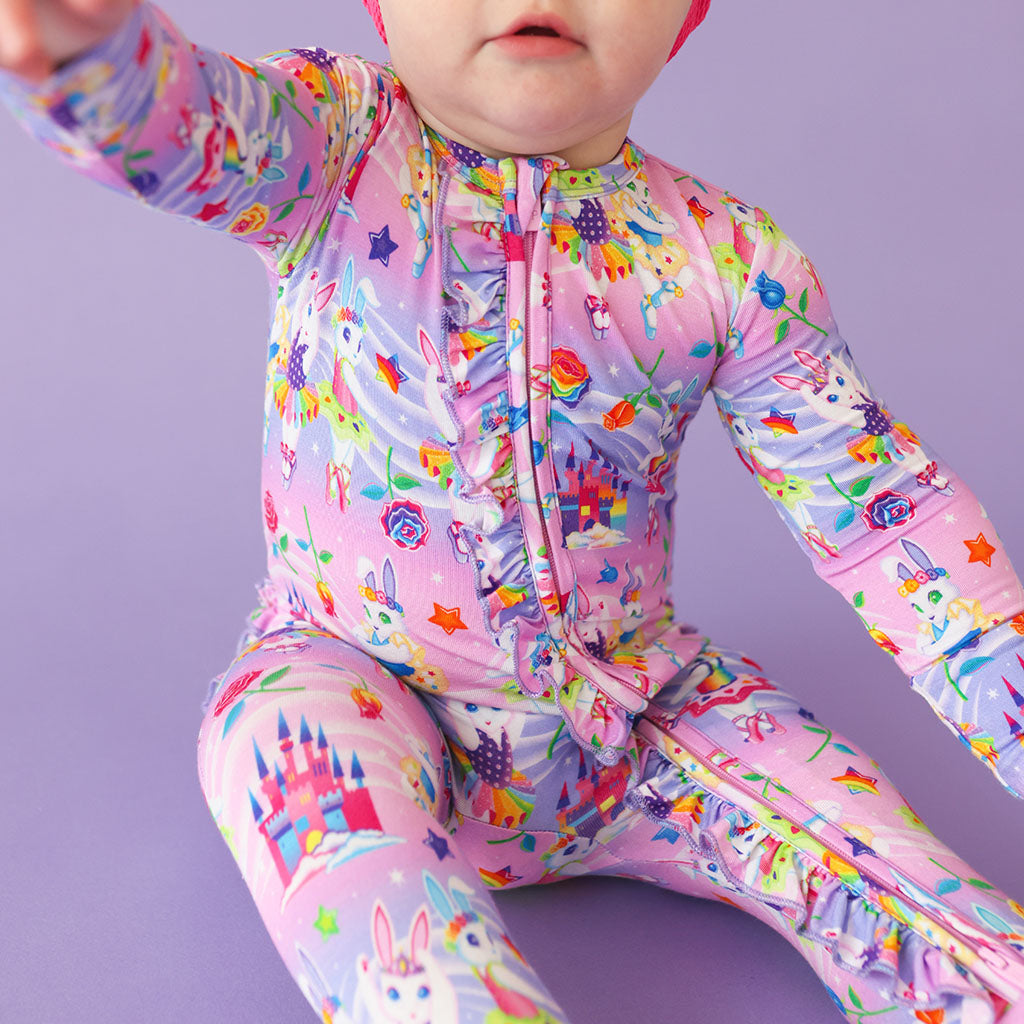 Lisa Frank® Ballerina Bunnies Footie Ruffled Zippered One Piece