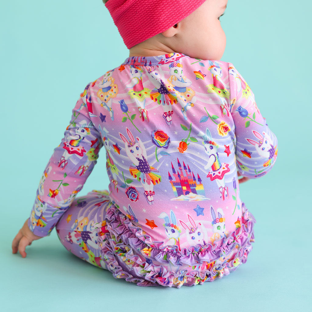 Lisa Frank® Ballerina Bunnies Footie Ruffled Zippered One Piece