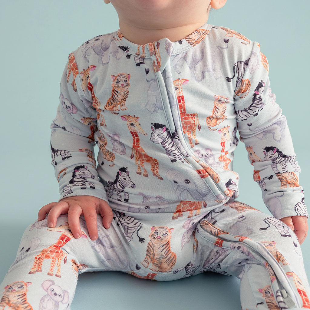 Zoo Babies Footie Zippered One Piece