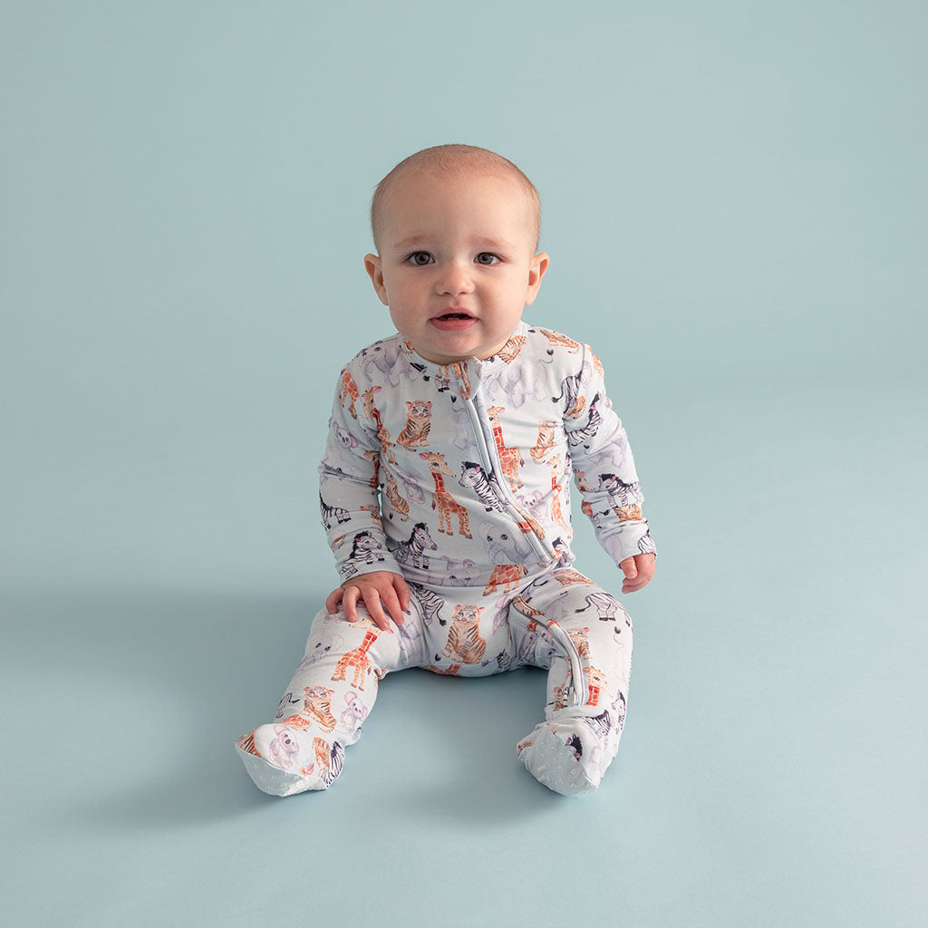 Zoo Babies Footie Zippered One Piece