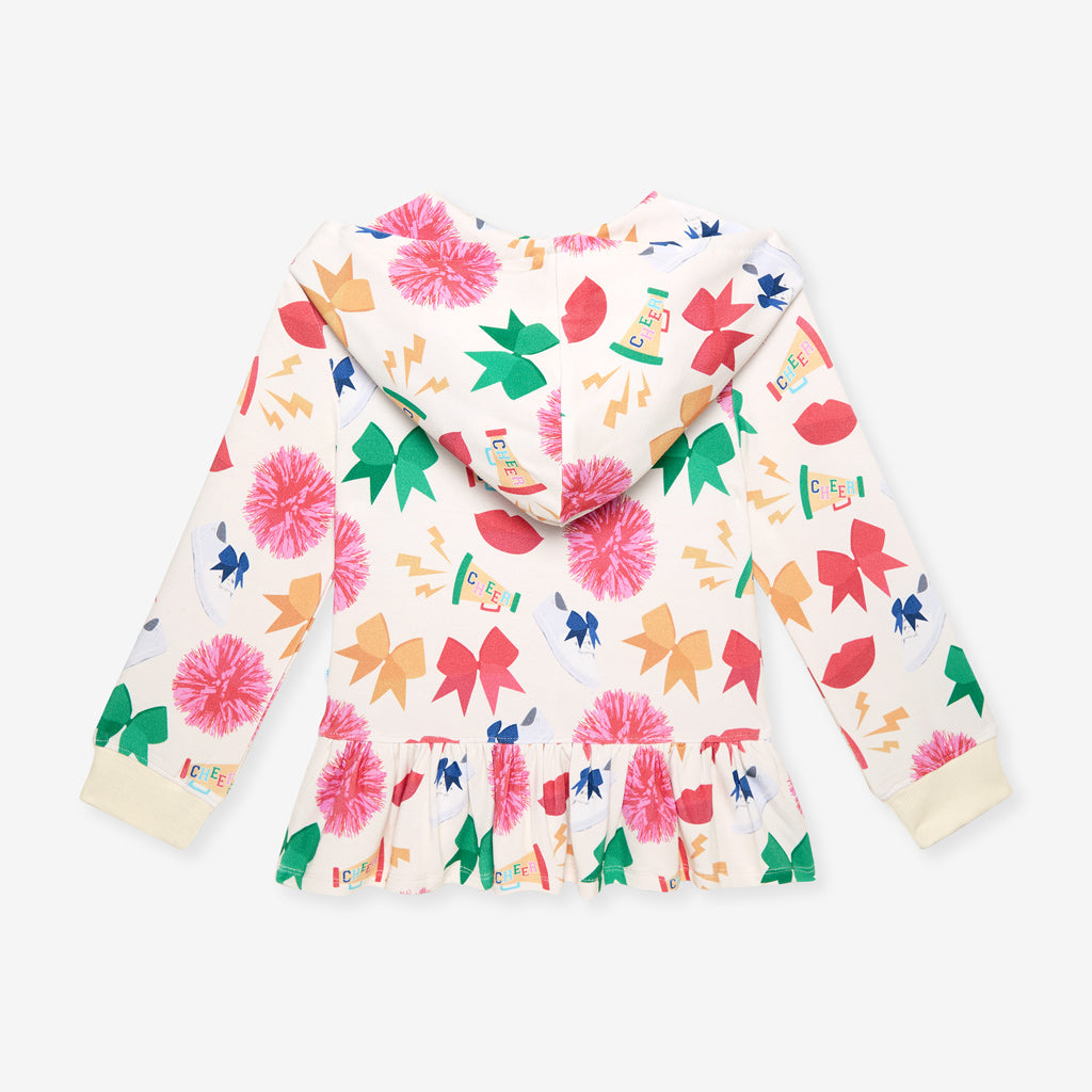 Sabrina French Terry Ruffled Zippered Hoodie