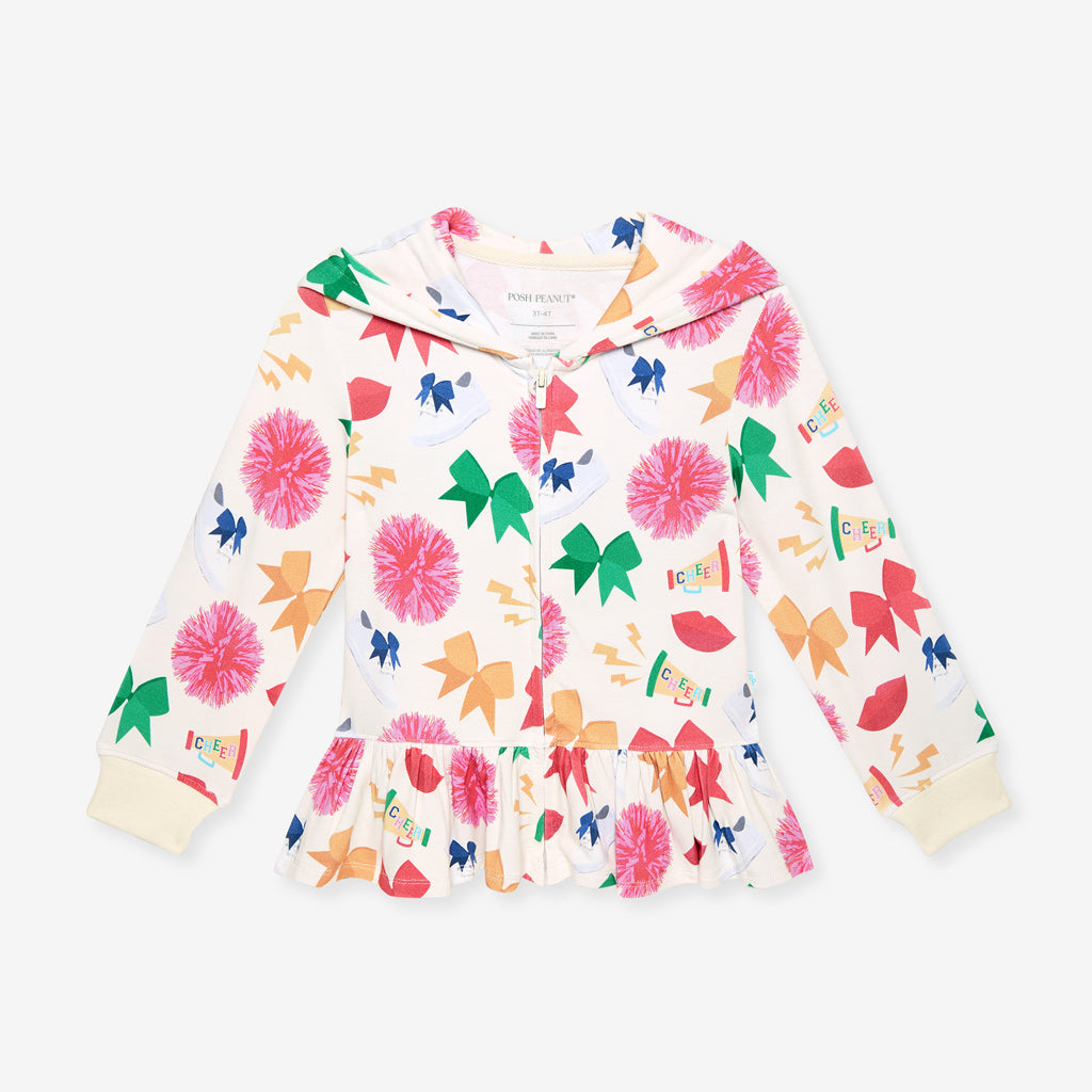 Sabrina French Terry Ruffled Zippered Hoodie