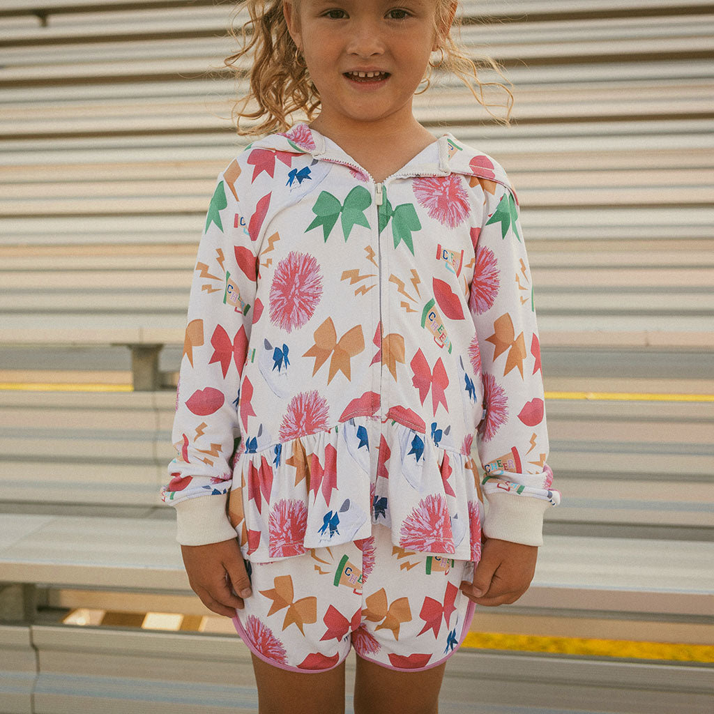 Sabrina French Terry Ruffled Zippered Hoodie