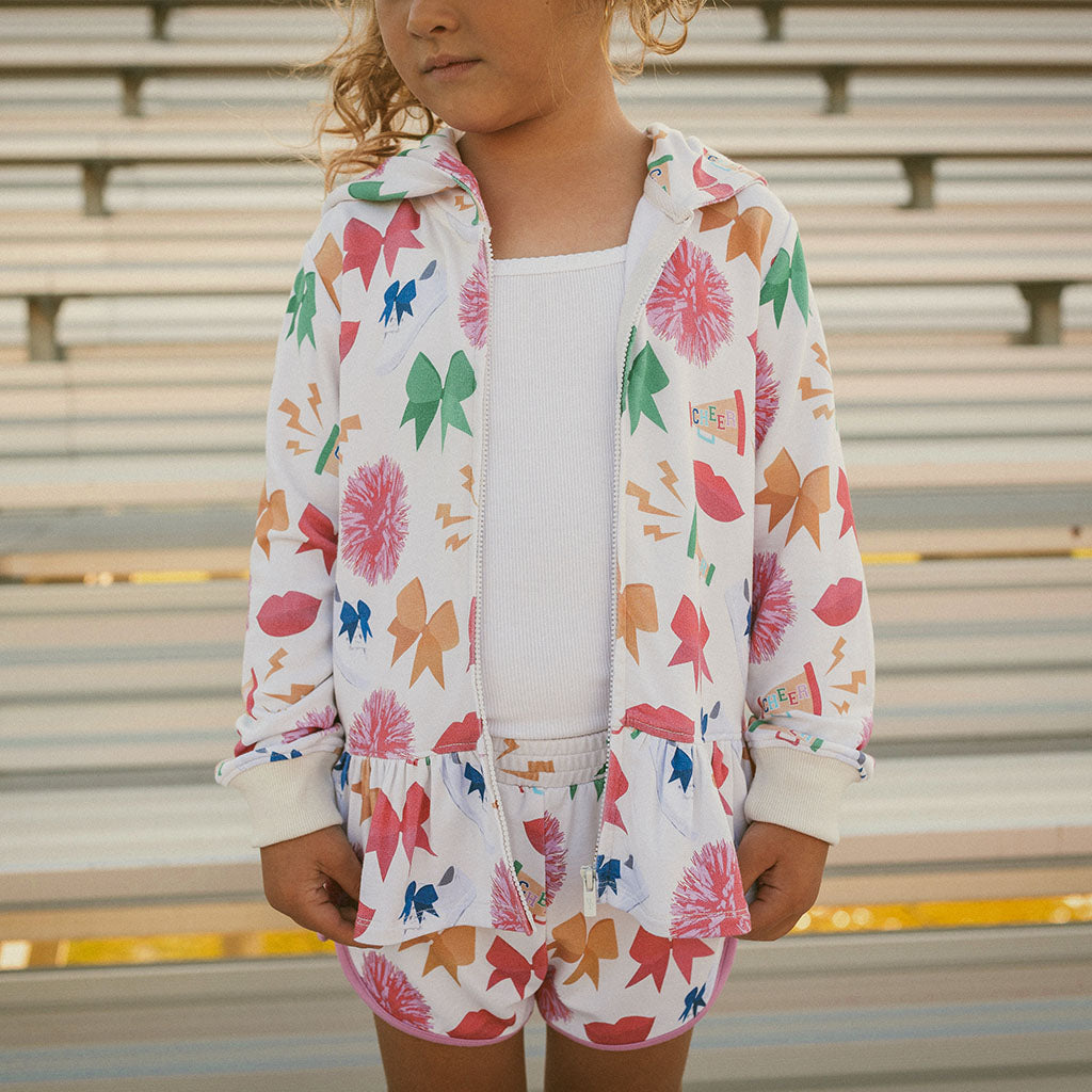 Sabrina French Terry Ruffled Zippered Hoodie