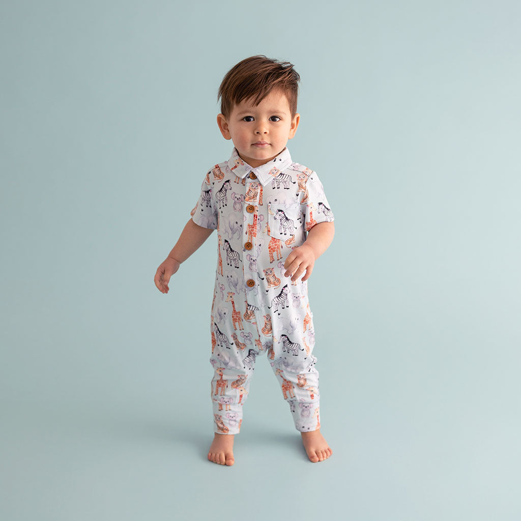 Zoo Babies Collared Henley Romper
