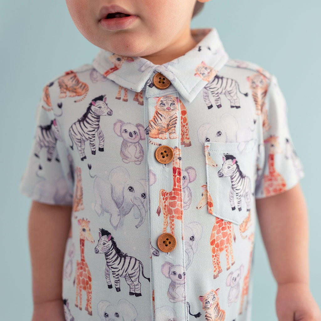 Zoo Babies Collared Henley Romper