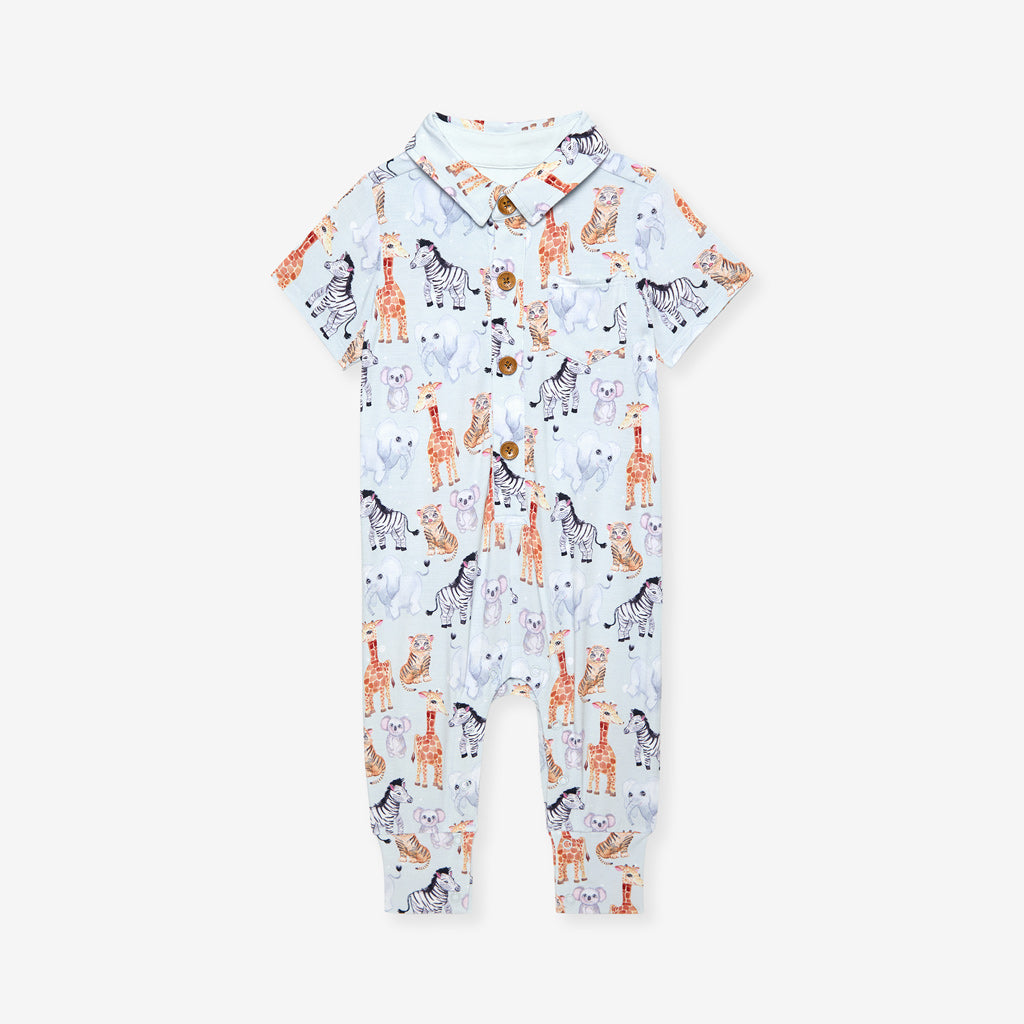 Zoo Babies Collared Henley Romper