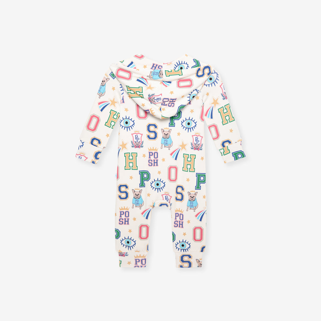 Brooke French Terry Zippered Hooded Romper