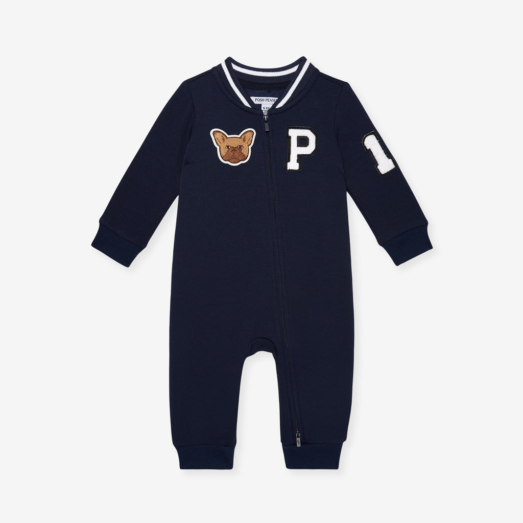 Varsity Navy Fleece Varsity Romper