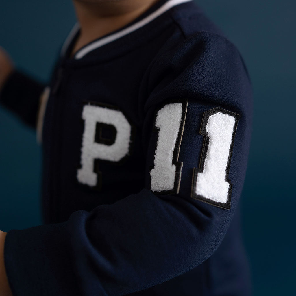 Varsity Navy Fleece Varsity Romper