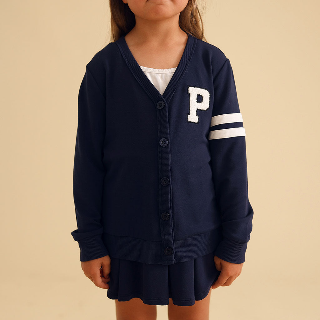 Varsity Navy French Terry Varsity Cardigan